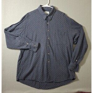 Gitman Bros Shirt Mens XL Blue Purple Geometric Button Up Rayon Cotton Blend